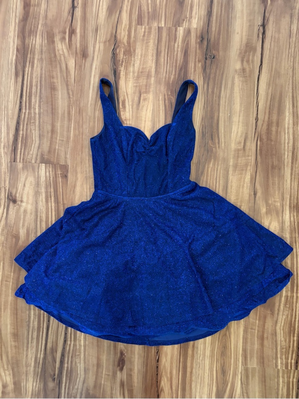 Sparkling Cobalt Blue Sleeveless Fit-and-Flare Dress